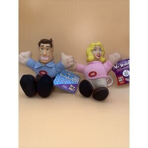 MR & MS WONDERFUL Talking Plush Figures Bag Clip Keychains 2003 diff phrases